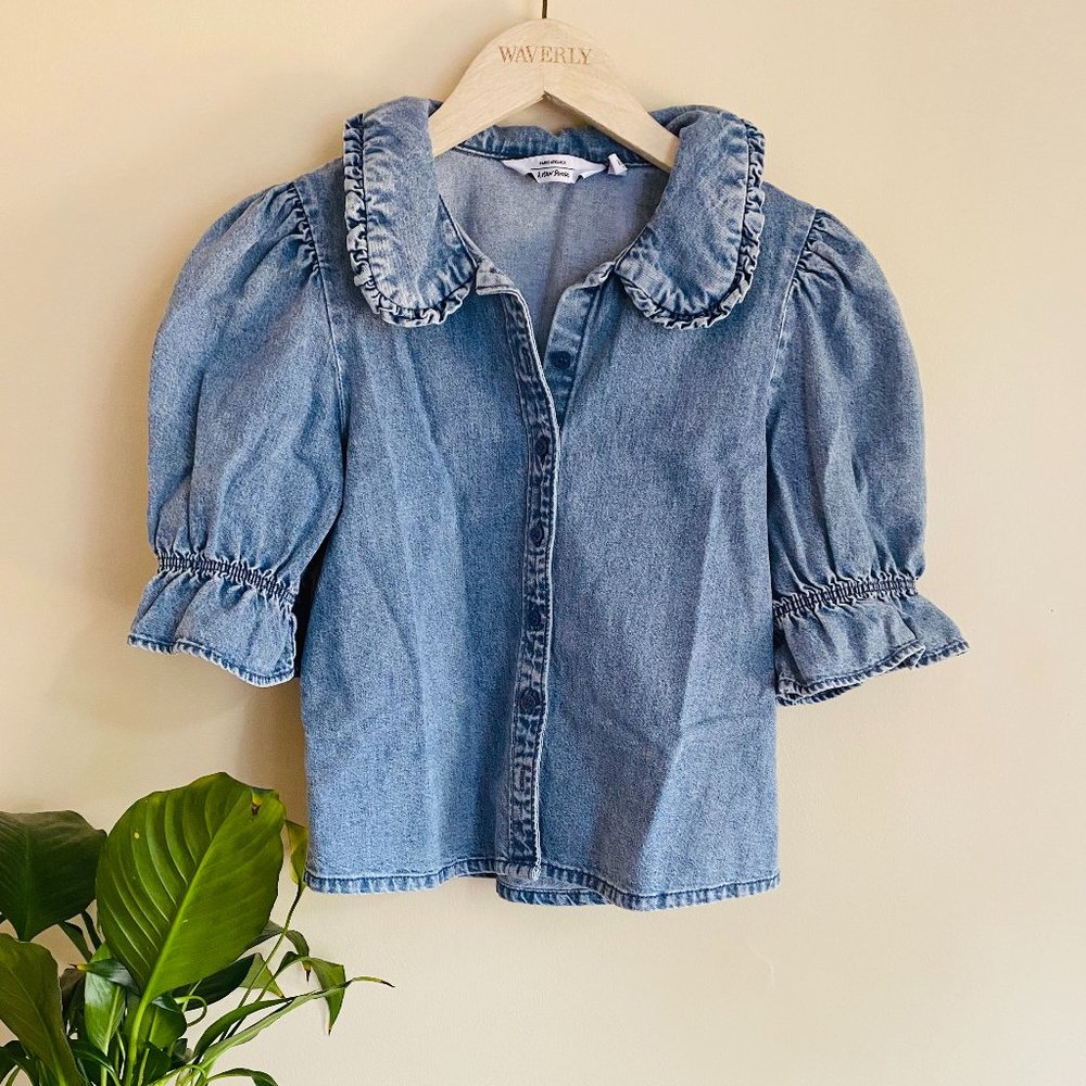 Puff Sleeve Denim Buttondown